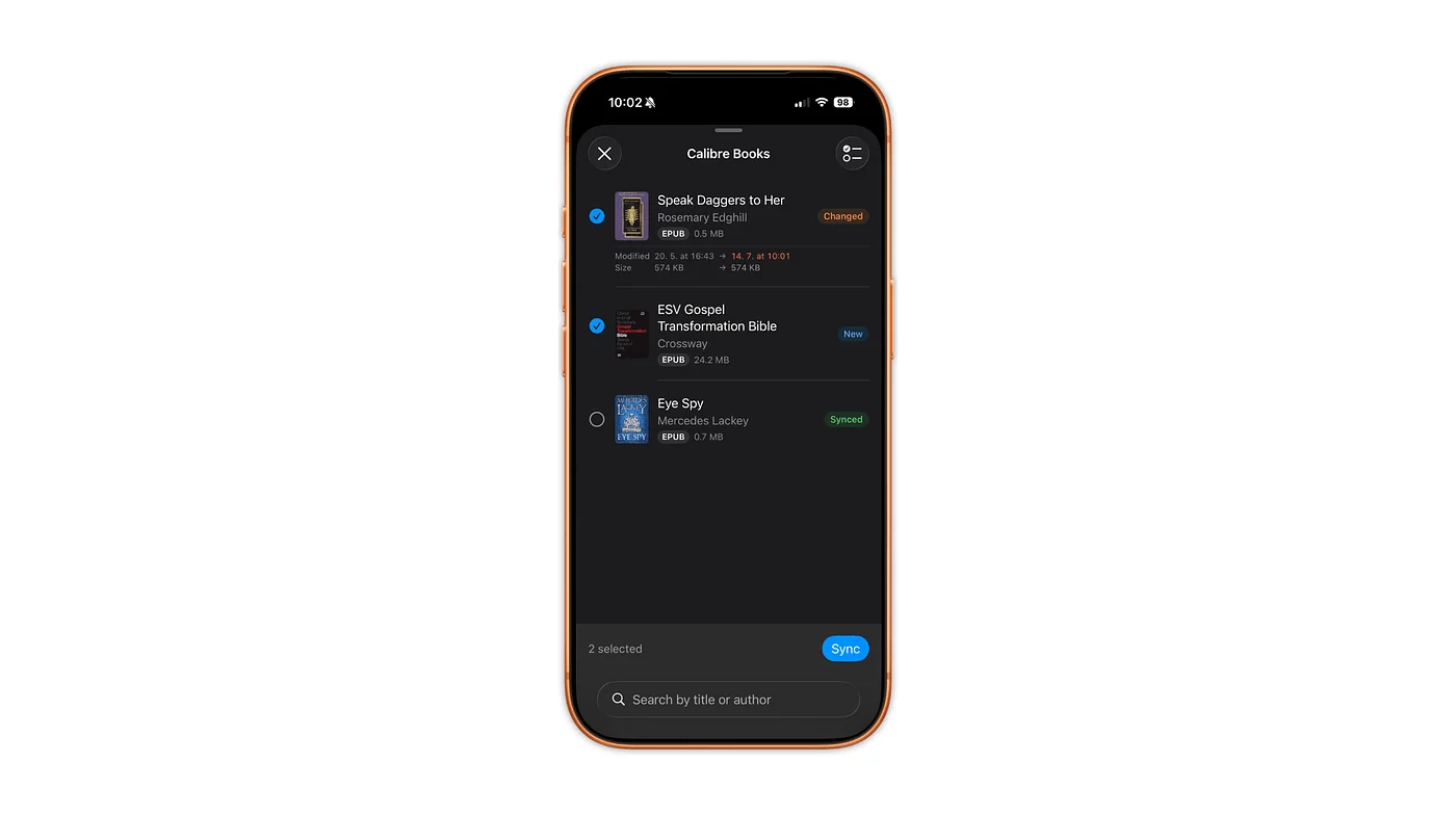 Multi-select, then sync the batch in one go.