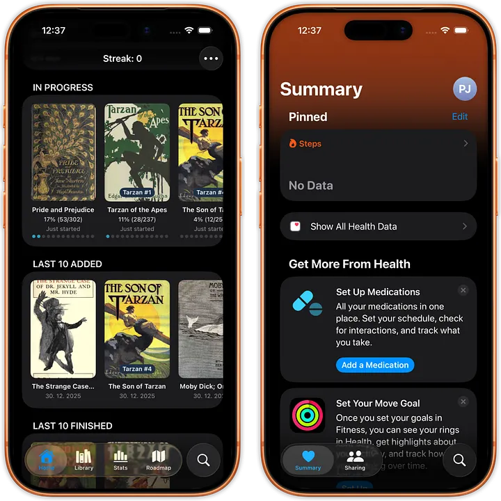justRead uses the same design language as Apple