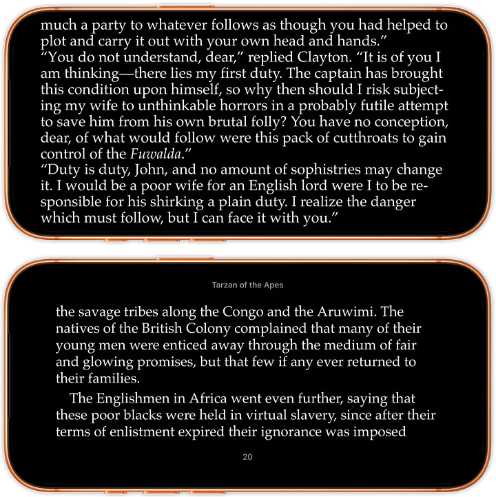 Top: justRead, Bottom: Apple Books