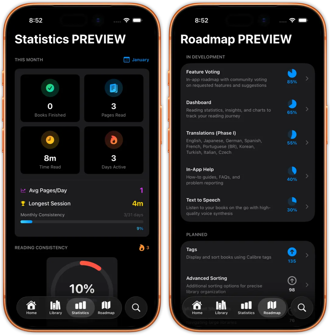 Preview of statistics and voting feature, still in beta.