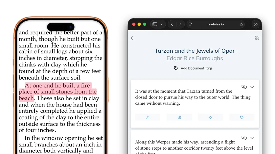 Readwise integration in justRead.app